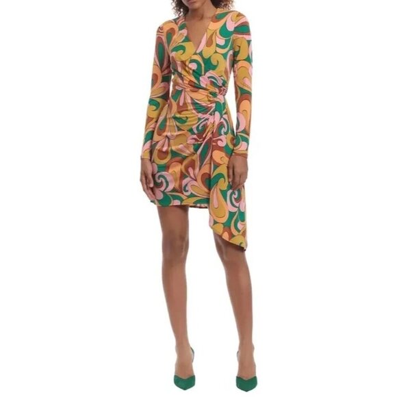 Donna Morgan Dresses & Skirts - NWT DONNA MORGAN Size US‎ 10 Draped Minidress Floral Green/Coral